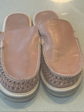 Sanuk Men's Brown Leather Slip-On Woven Sandal Size 11